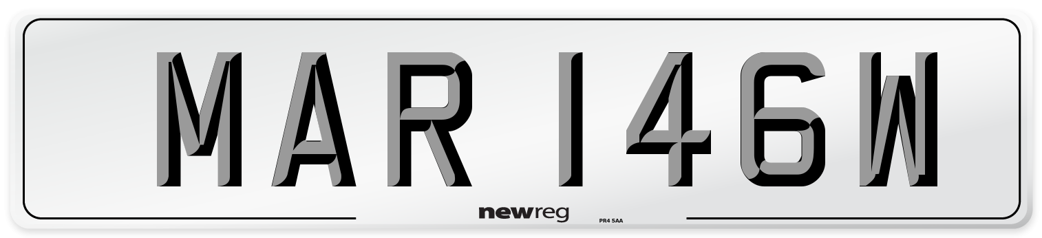 MAR 146W Number Plate from New Reg